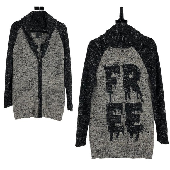 Wilfred Free FREE grey charcoal wool alpaca chunky knit full zip sweater size S - Picture 1 of 16